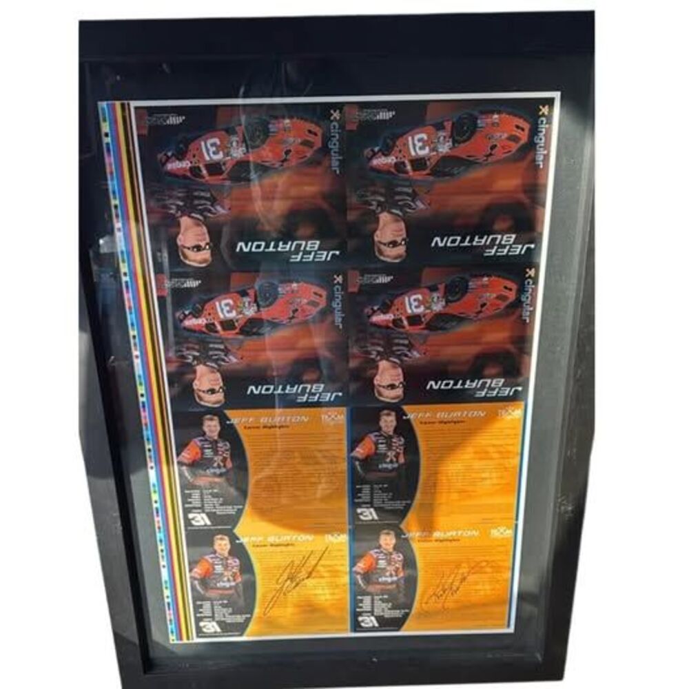 Jeff Burton 2004 Cingular #31 Uncut Print Sheet SIGNED (w/ Richard Childress) 43